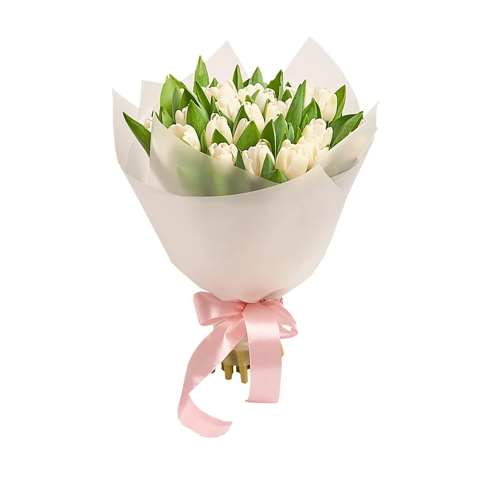 Букет из 25 белых тюльпанов