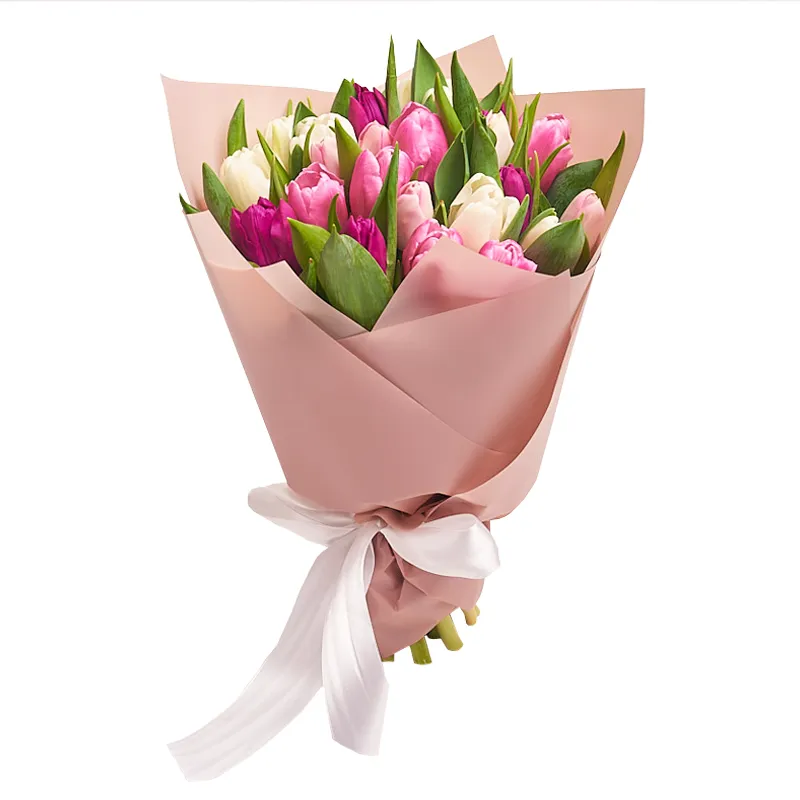 Букет из 25 тюльпанов нежный микс
