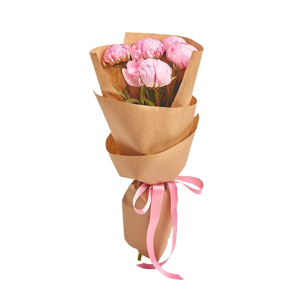 Букет из 5 розовых пионов