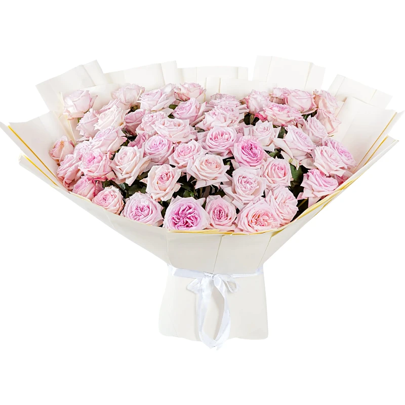 Букет из 51 кустовой розовой розы