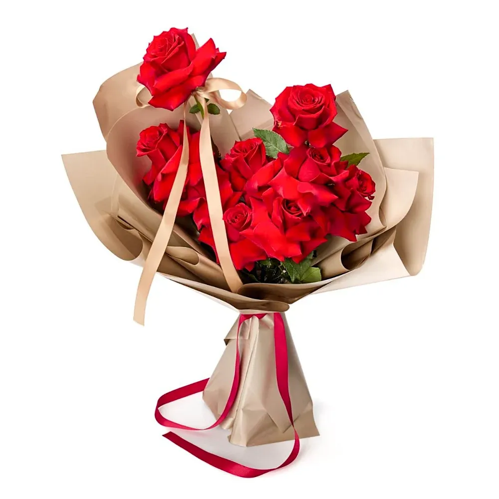 Букет из 9 Французских красных роз