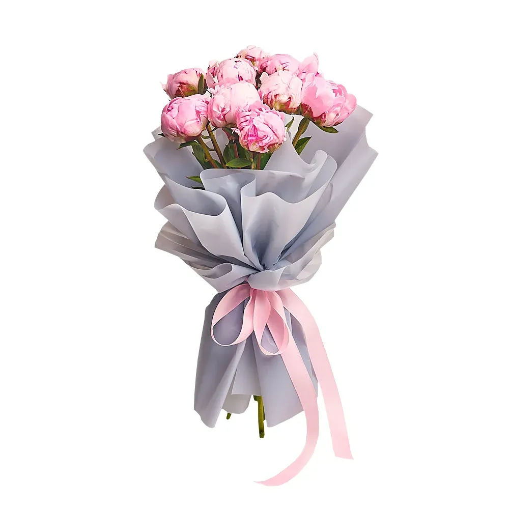 Букет из 9 розовых пионов