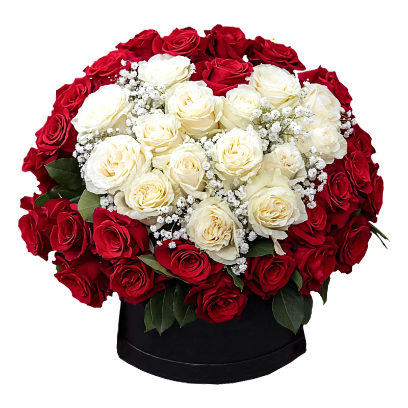 Композиция из 51 розы в форме сердца